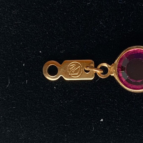 SWAROVSKI NECKLACE BRACELET GOLD PLATE AUSTRIAN CRYSTAL BLUE PINK GREEN 36" VTG - Picture 8 of 10